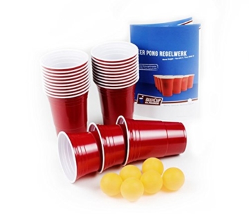 100 Rote Becher, Beer Pong Cups inkl. 6 Beer Pong Bälle