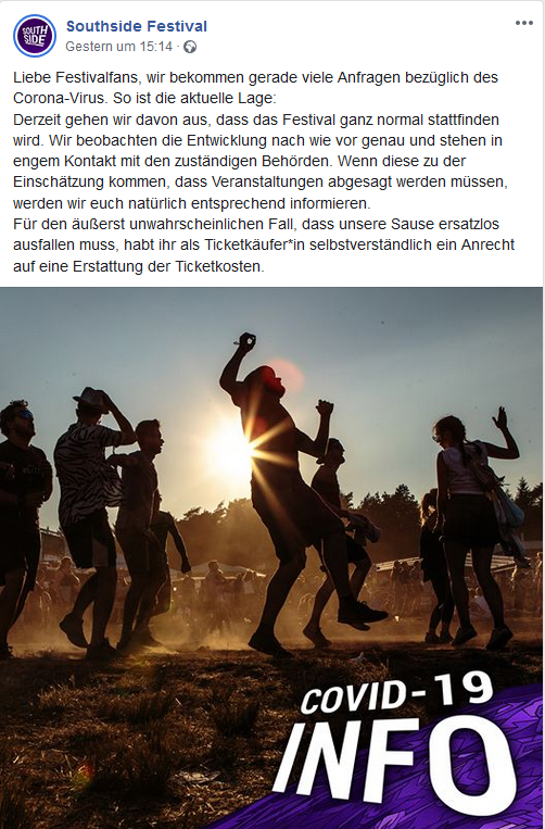 Die Festivalsaison 2020 und das Coronavirus