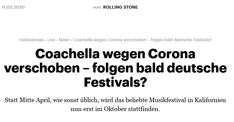 Die Festivalsaison 2020 und das Coronavirus