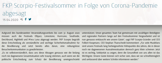 Die Festivalsaison 2020 und das Coronavirus